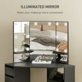 thumbnail image 4 of HOMCOM Coiffeuse avec 3 Miroirs, Table de Maquillage Éclairée, Noir, 4 of 10