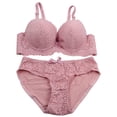 thumbnail image 6 of APEXFWDT Women Bra Set Wirefree Lace Bra Panties Bralette Matching Underwear Soft Breathable for Daily Wear ,XL,Pink, 6 of 6