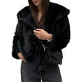 thumbnail image 3 of Women'S Faux Fur Coat Faux Fur Jacket Long Sleeve Lapel Winter Jackets Parka Short Coat Black XS, 3 of 8