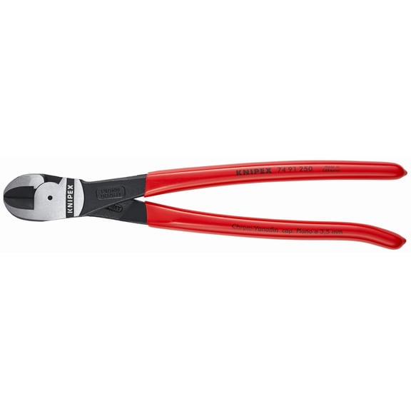 KNIPEX Tools - High Leverage Center Cutters (7491250), 10 inches,Red CA2