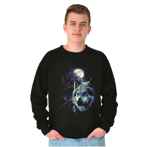 Wolf Pack Howling at Full Moon Sweatshirt for Men or Women Brisco Brands S