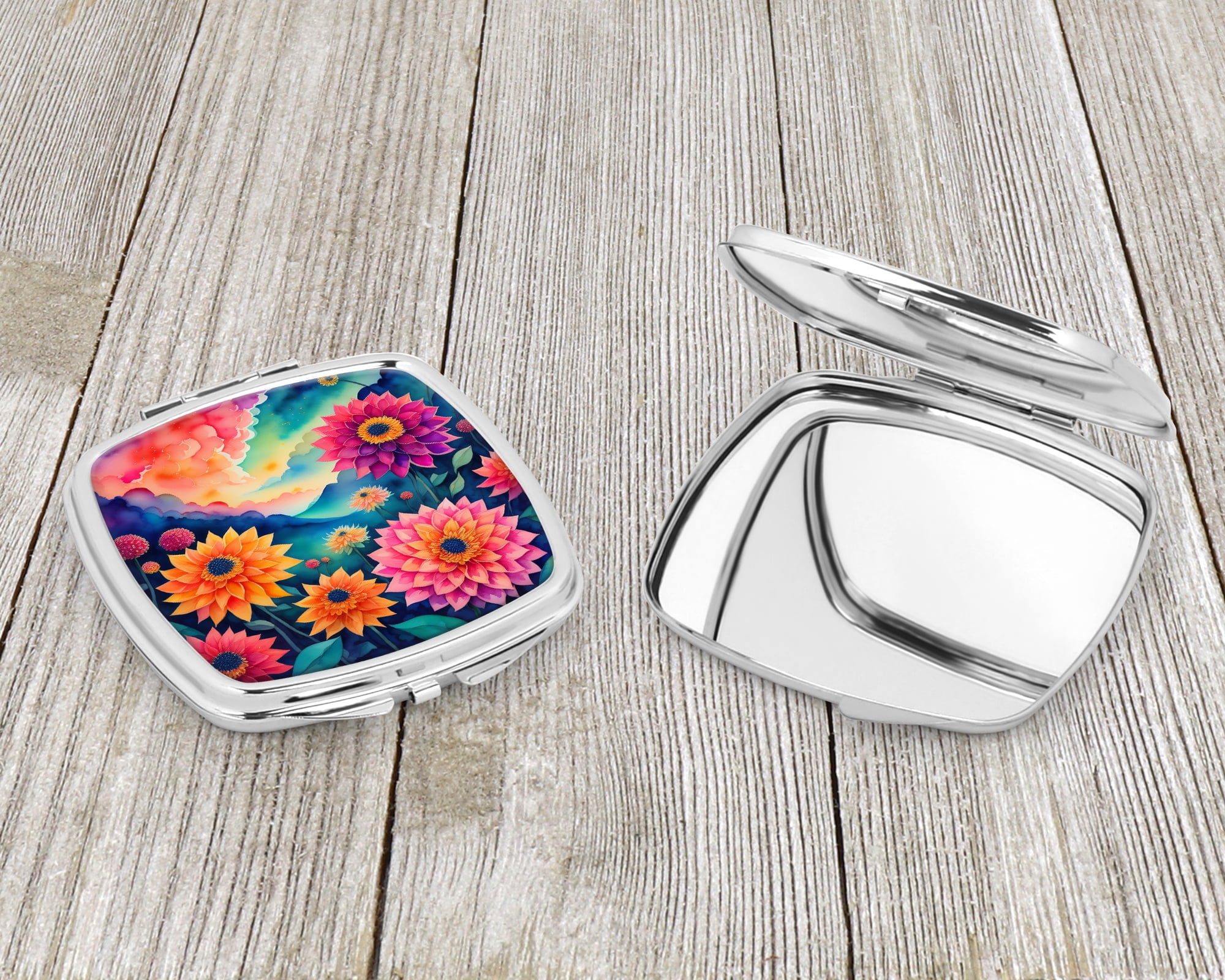 Colorful Dahlias Compact Mirror 2.75 in x 3 in