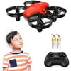 Mini Drone, Potensic Upgraded A20 RC Nano Quadcopter 2.4G 6 Axis, Altitude Hold, Headless Mode Safe and Stable Flight, Extra Batteries and Remote Control Aircraft Mini Drone for Beginners & Kids -Red