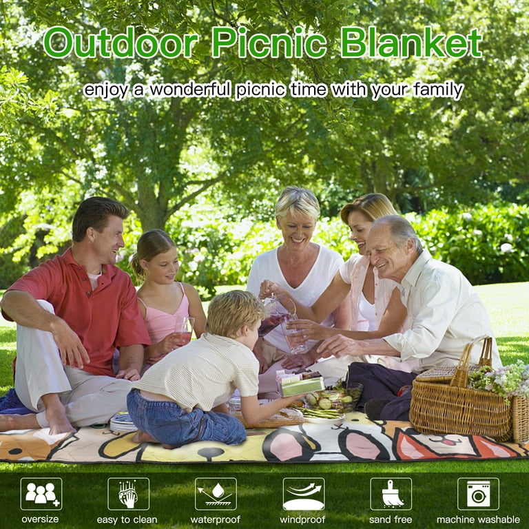 Airensky Extra Large Picnic Blanket 79 x 83 3 Layer Machine Washable Waterproof Soft Flamingo Walmart