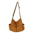 thumbnail image 3 of Bolso de hombro de gran capacidad Bolsillos laterales con cremallera Bolso de lona antirrobo Satchel Soft Casual Fatchels Bolso de moda para compras Zulema Bolsas de hombro, 3 of 8