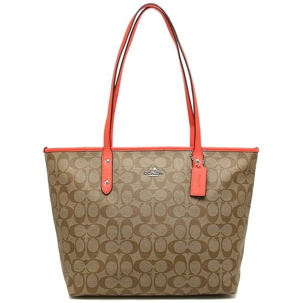 Coach - NEW COACH (F58292) SIGNATURE PVC ZIP CITY TOTE KHAKI ORANGE BAG ...