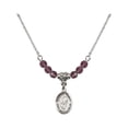 thumbnail image 1 of 18-Inch Rhodium Plated Necklace with 4mm Purple February Birth Month Stone Beads and Blessed Trinity Charm, 1 of 1