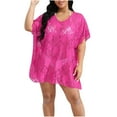thumbnail image 2 of Pitauce Womens Plus Size Floral Lace Crochet Bathing Suit Cover Up V-Neck Oversized Summer Beach Dresses Swimsuit Bikini See Through Beachwear, 2 of 4