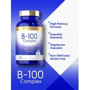 B-100 Complex Vitamins | 250 Capsules | Non-GMO, Gluten Free | by Carlyle