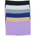 thumbnail image 2 of ToBeInStyle Girls' Pack of 6 Solid Color Ribbon Seamless Boyshorts - Assorted Colors - L/XL, 2 of 8