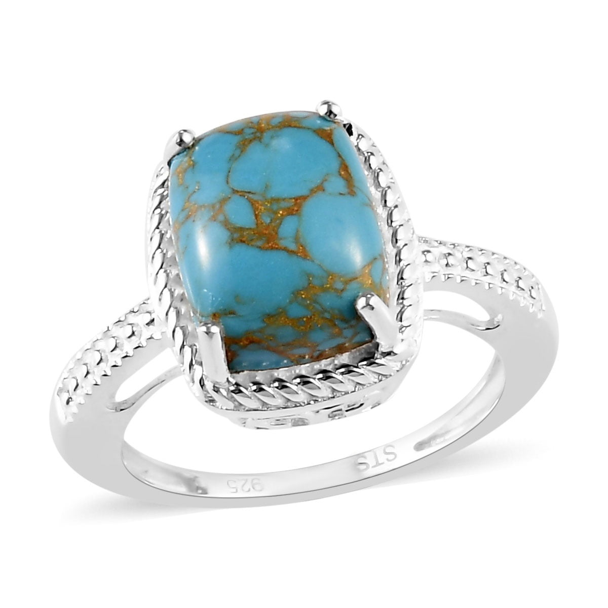 Turquoise Stone Gemstone Statement Ring Gift Jewellery For Girl Women 925 Sterling Silver Turquoise Ring Size US 8
