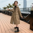 thumbnail image 4 of England Style Girls Windbreaker Jacket Trench Coats Outerwear Spring Fall Double-Breasted Overcoat Children's Clothing 5 To 14Y, 4 of 6