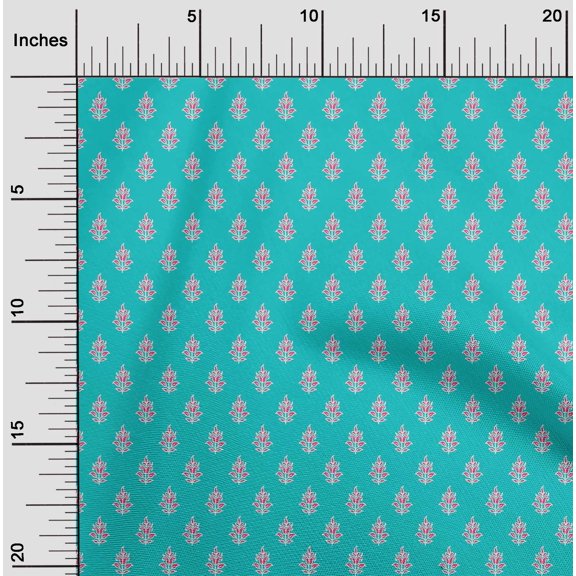 oneOone Cotton Silk Turquoise Blue Fabric Leaves & Floral Block Diy Clothing Quilting Fabric Print Fabric By Yard 42 Inch Wide
