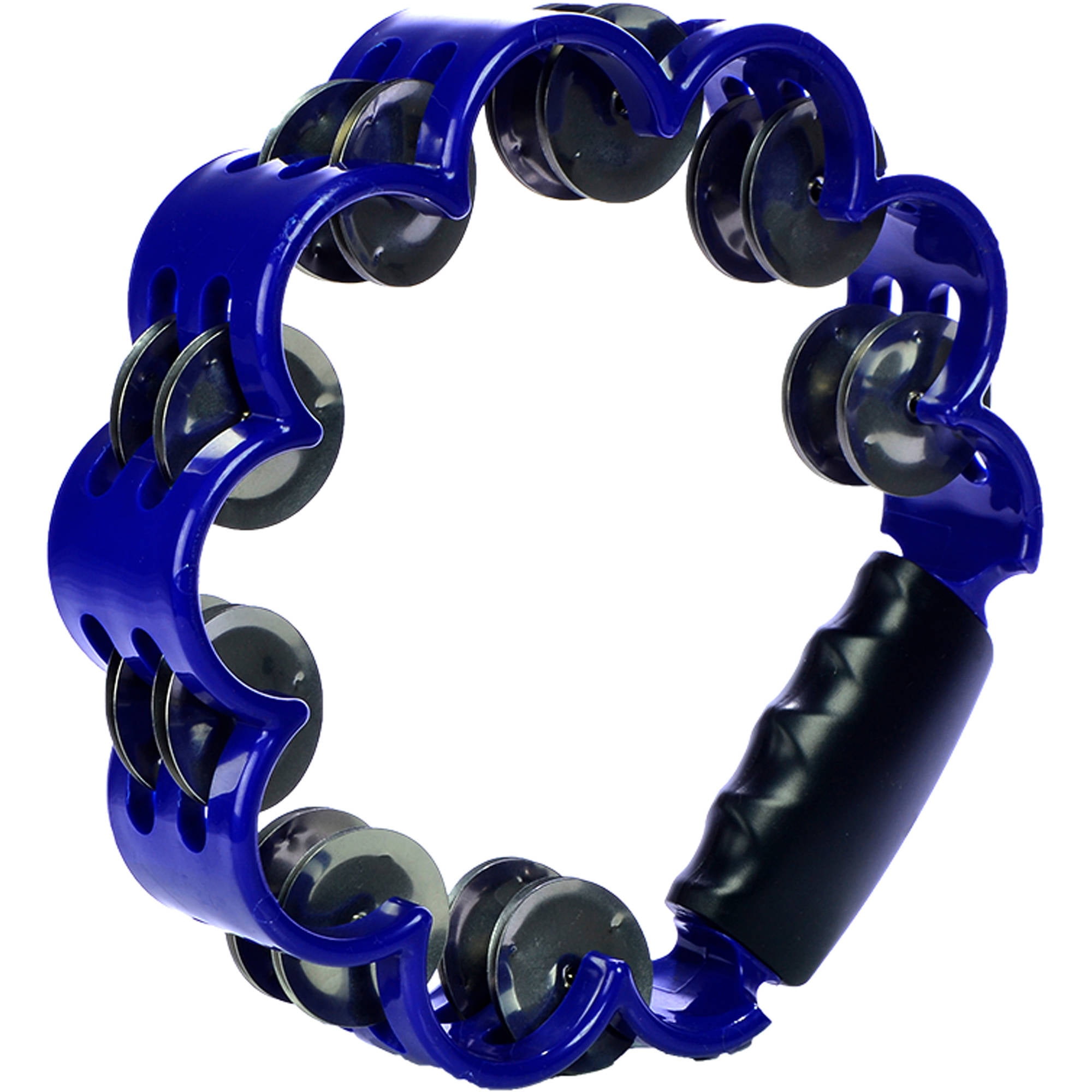 Directly Cheap ErgonomicGrip PeonyShaped Tambourine, 32 Jingles, Blue