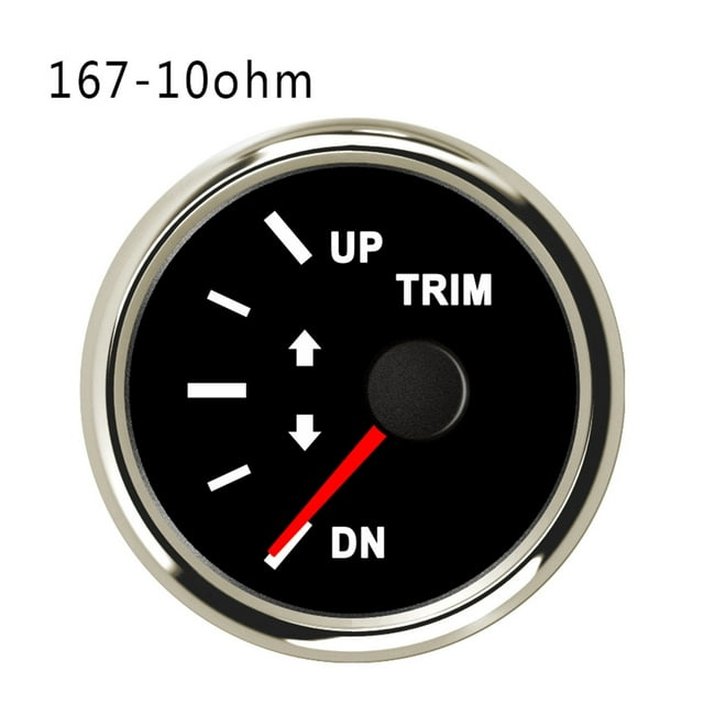 Car Boat Trim Gauge UP-DN For Inboard Outboard Engine 0-190ohm 167-10ohm With Red Backlight 12V 24V ,Wide Applicability