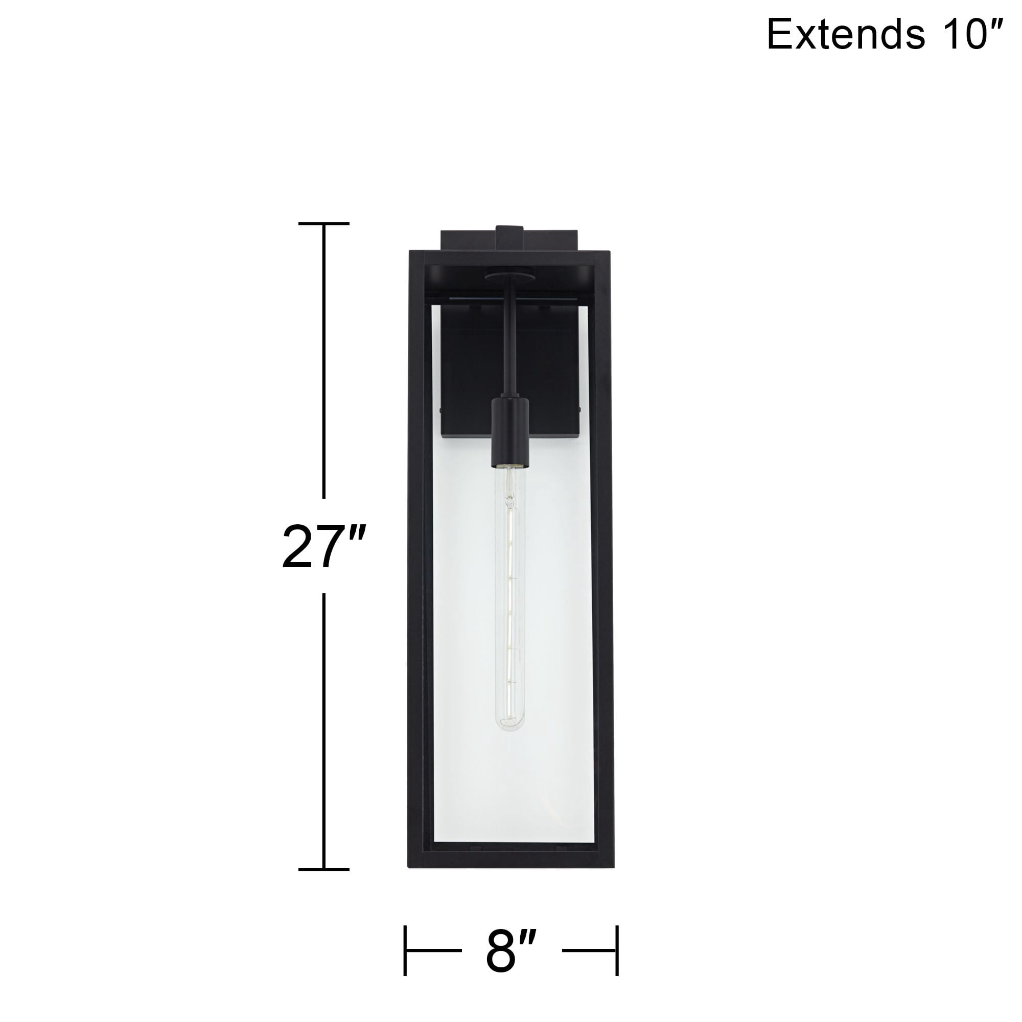 John Timberland Modern Industrial Outdoor Wall Light Fixture Mystic Black 27" Clear Glass Panels for Exterior Barn Deck House Porch Yard Patio Garage
