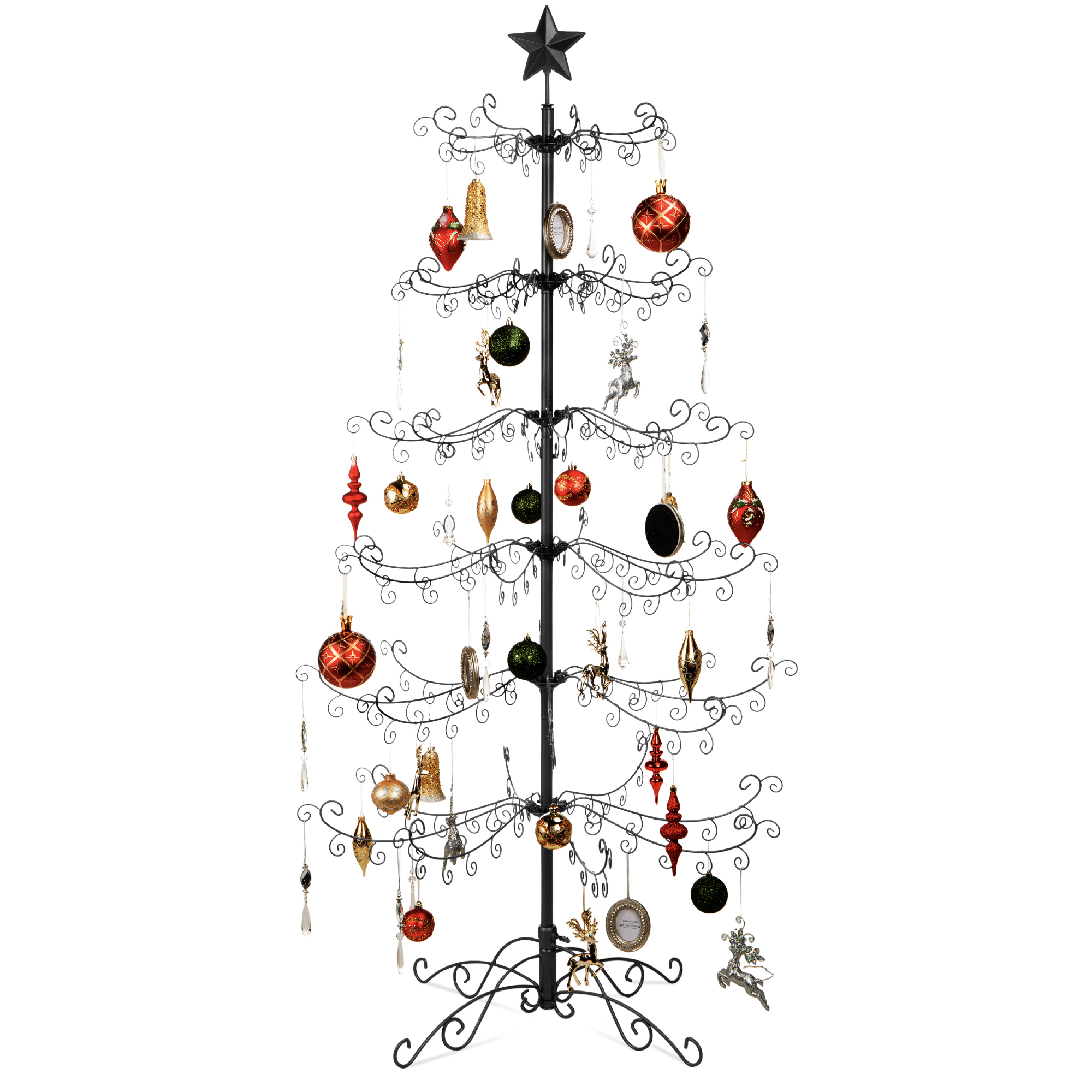 Best Choice Products 6ft Wrought Iron Ornament Display Christmas Tree W Easy Assembly Stand Black Walmart Com Walmart Com
