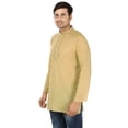 thumbnail image 2 of Maple Clothing Men's Embroidered Cotton Short Kurta Shirt India Clothes (Brown, 3XL), 2 of 5