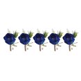 thumbnail image 1 of 5 Pcs Plastic Wedding Boutonniere Pins, Artificial Flowers Fixed for Bride and Groom, Blue, 1 of 4