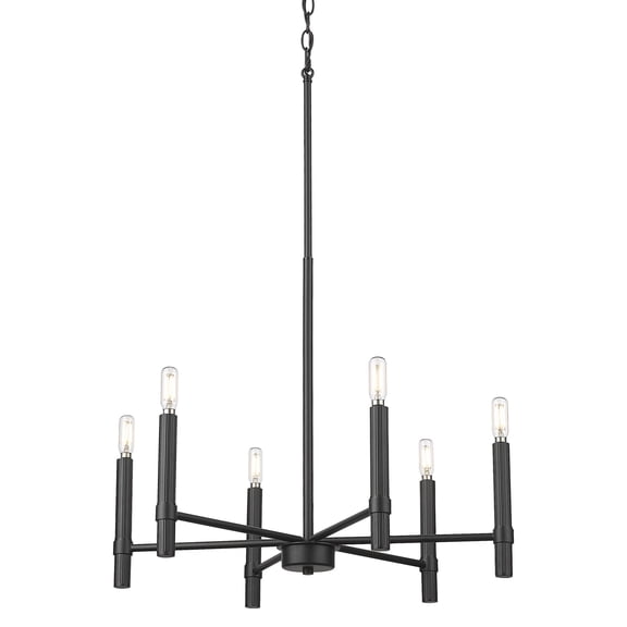 Millennium Lighting 25606-MB Skyva 6 Light 25" Wide Pillar Candle Style Chandelier - Black