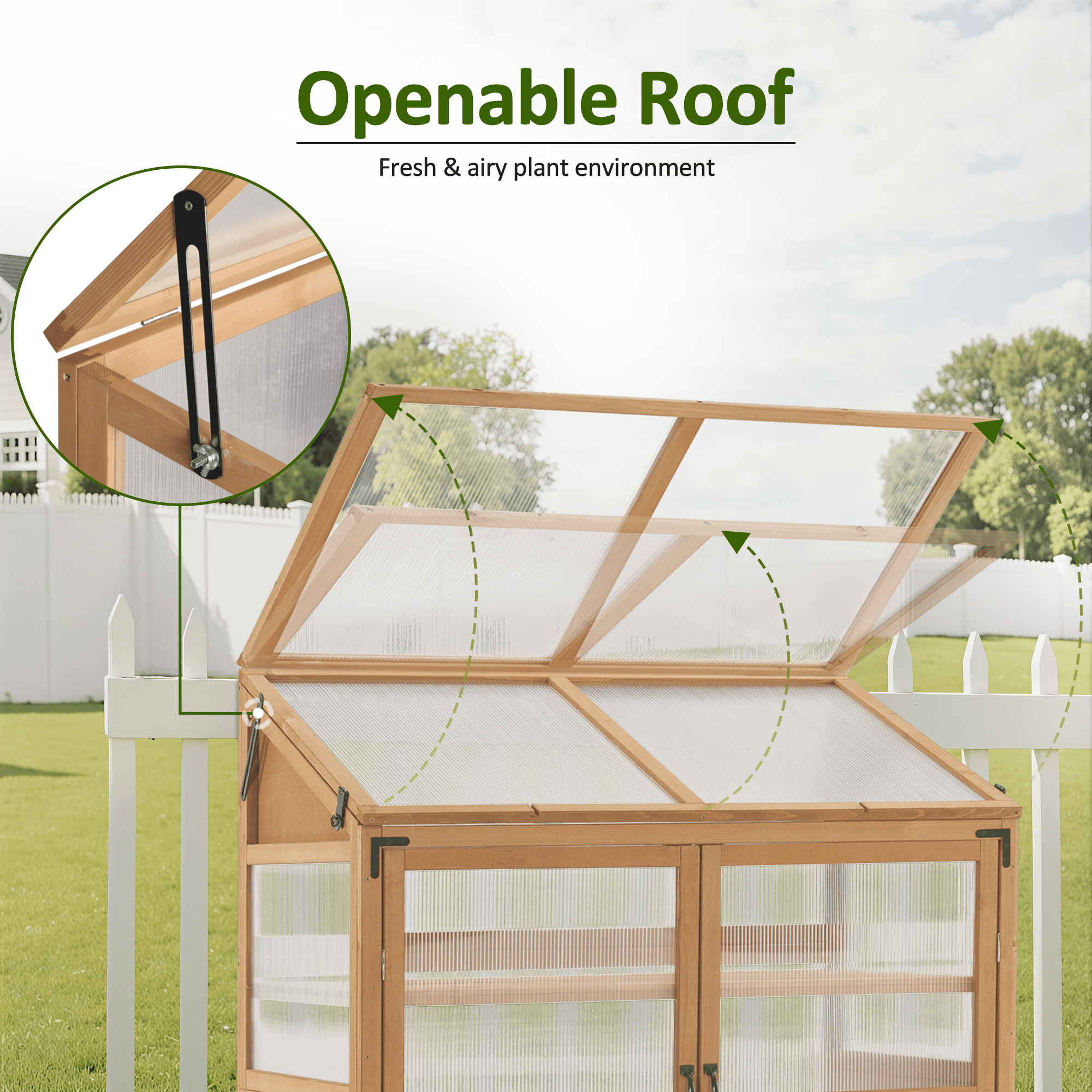 MCombo Cold Frame Large Wooden Greenhouse Cabinet Garden with Adjustable Shelves for Outdoor Indoor Use, 1344