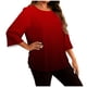 thumbnail image 3 of TaTaai Flowy Plus Size Gradient Tee, Women's Casual Long Sleeve Blouse, Lightweight Round Neck Top, Versatile Fabric for Dating Party Everyday Gift, 3 of 6