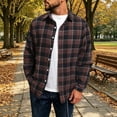 thumbnail image 2 of Miqool Flannel Plaid Shirt for Men Long Sleeve Button Down Collared Layering Casual Lightweight Jacket for Fall Winter, 2 of 9