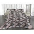 thumbnail image 2 of Ambesonne Flower Quilted Bedspread Set 3 Pcs, Nostalgia Feels Rose Pattern, King, Dark Taupe Grey and Coconut, 2 of 4