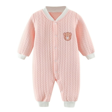

koaiezne Boys Girls Long Sleeve Winter Cartoon Bear Jumpsuit Romper Baby Girl Halter Romper Children Place Girls