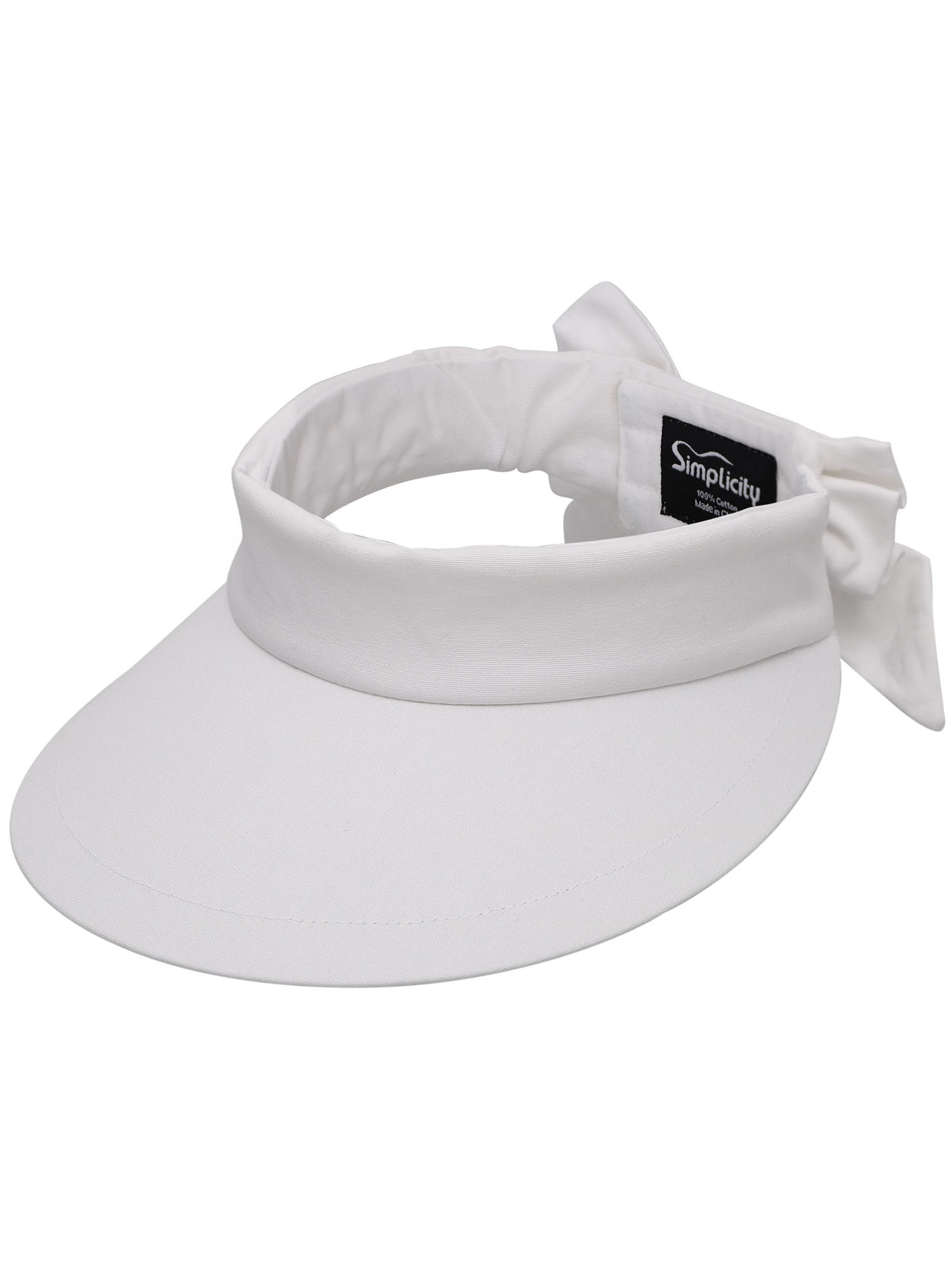 Women's SPF 50+ UV Protection Wide Brim Beach Sun Visor Hat,White