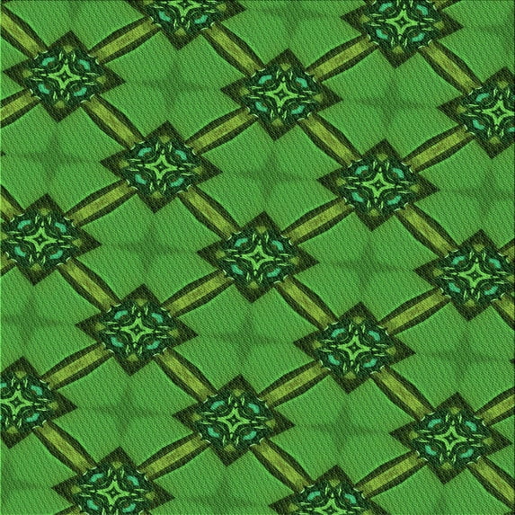 Ahgly Company Machine Washable Indoor Square Transitional Deep Emerald Green Area Rugs, 7' Square
