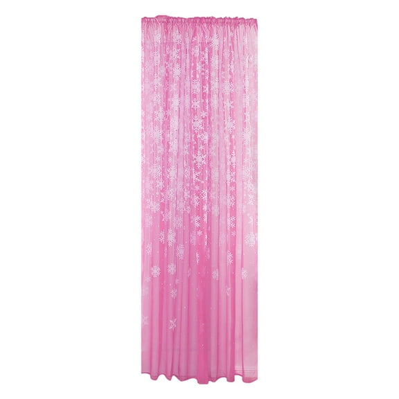 Snowflake Curtain Voile Fabric Rod Pocket Window Drape for Living Room Bedroom 39x79 Inch Pink