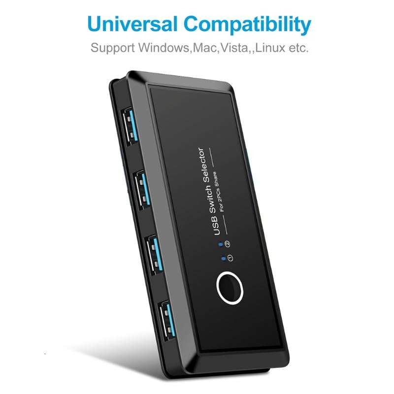 LIANXUE USB 3.0 Switcher Selector 2 Computers Sharing 4 USB Devices Switch Hub Adapter for Keyboard Mouse Printer Scanner