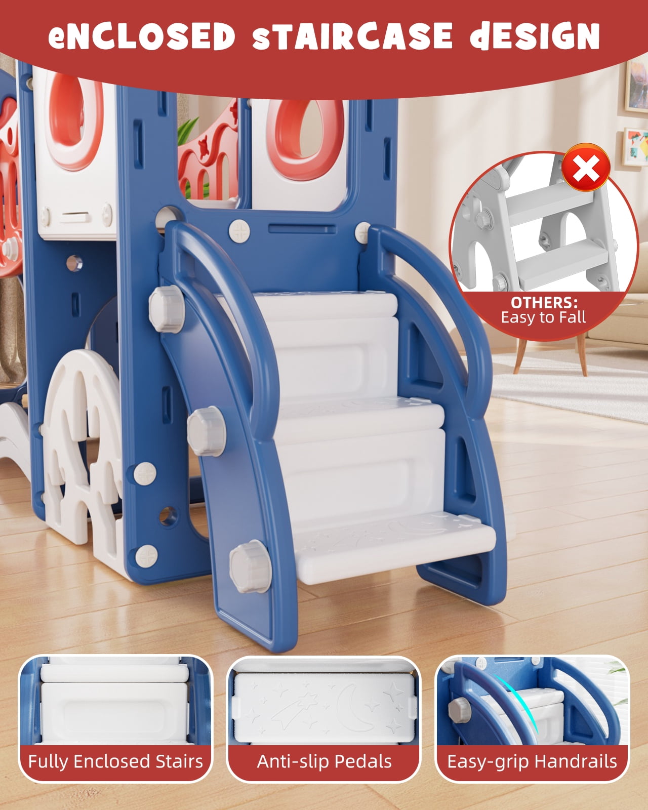 KORIMEFA 8 in 1 Toddler Slide, Kid Slide for Toddlers Age 1-3 with Ring Toss, Basketball Hoop, and Telescope, Indoor Outdoor Slide Toddler Playset Toddler Playground
