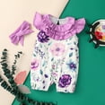 thumbnail image 4 of KAOOCXU New Summer Bodysuit For Girl Flying Sleeved Flower Printed Jumpsuit Crawlsuit With Headband Relaxed Fit Playsuit Clothes, 4 of 4