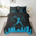 thumbnail image 3 of Homewish Teens Baseball Print Twin Bedding Sets 7-Piece, Black Blue Abstract Bedding Comforter Set, Cartoon Sports Theme Reversible Sheet Sets, Ultra Soft Bedroom Decor, 3 of 8