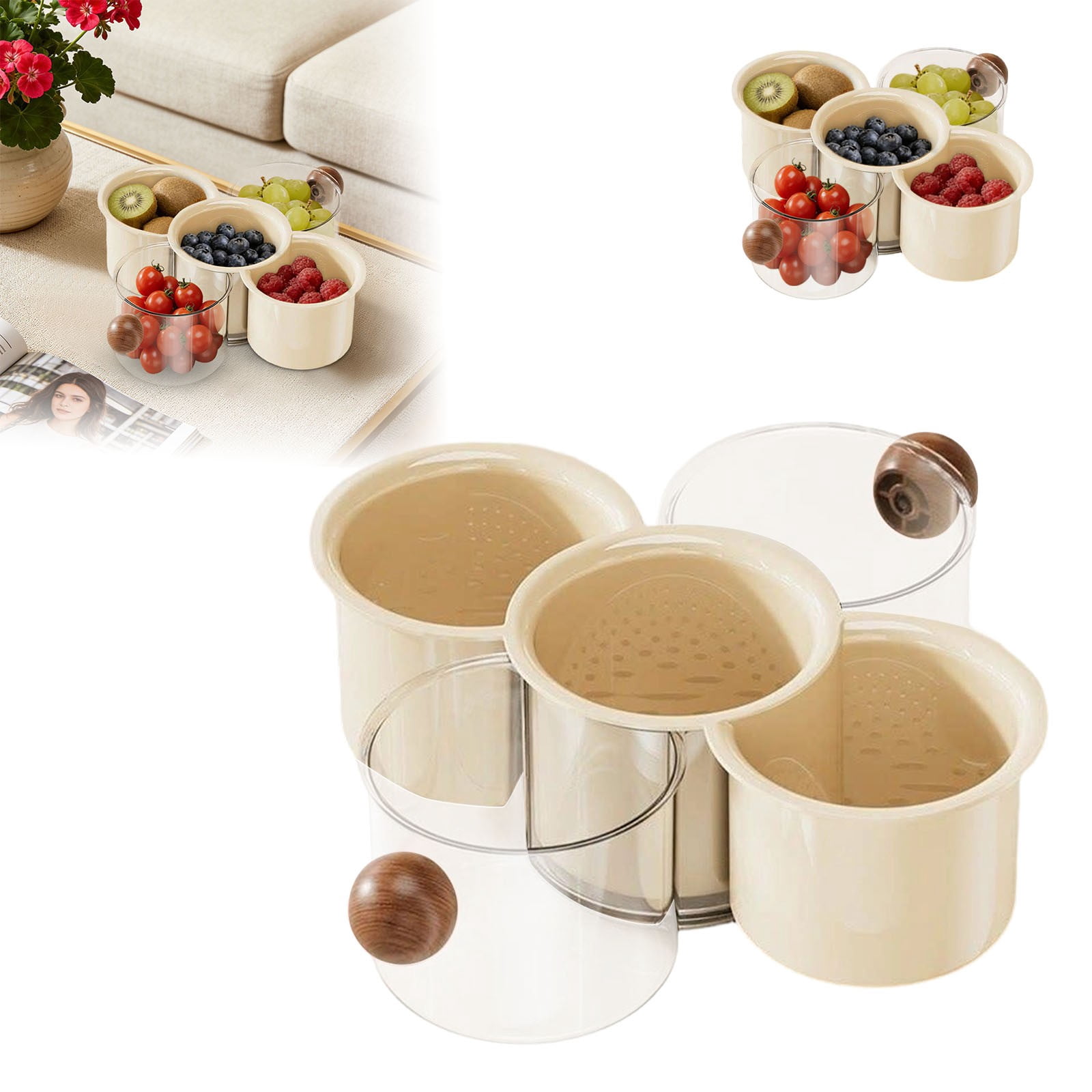 XINGAG Storage Boxes Rotating Fruit And Vegetable Storage For Kitchen Organizer 360° Storage Container For Fresh Produce Space Saving Rotate With Lid Home Organizer Container