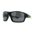 thumbnail image 3 of Locs Lunettes de Soleil Motard pour Hommes Surdimensionnées à Enroulement Noir Vert, 3 of 4