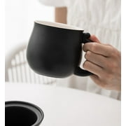 Ceramic Tea Mug with Infuser and Lid, Dingrich 350ml Cute Cat Tea Cup with Filter for Steeping Loose Leaf, Handmade Porcelain Teacup for Home Office (Black)