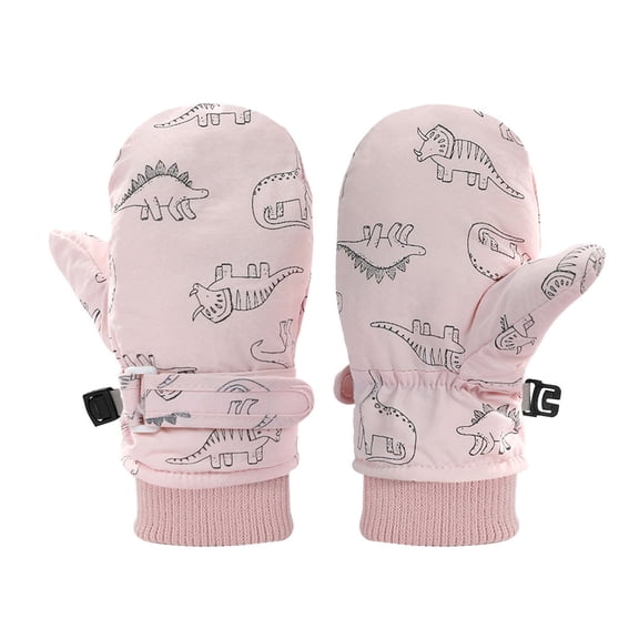 GBSYEWXS Unisex Girls Boys Thermal Insulation Mittens Dinosaur Print Comfortable Stretch Pink Nylon Glove