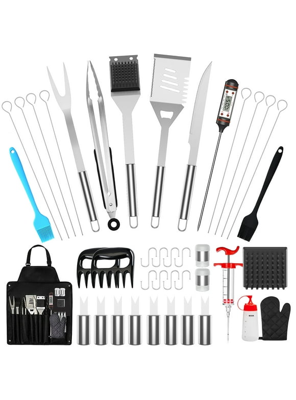 BBQ Grill Accessories,41PCS BBQ Tool Set, ExtraThick Stainless Steel Barbecue Utensils Cleaning Brush,Shovel Fork BBQ Accessories With Storage Bag for Camping Birthday Party on the Best bbq Set Gift
