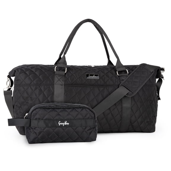 Travel Duffle Bag for Women, Large Overnight Weekender with Adjustable Strap, Waterproof Wet Pocket, Carry-On Sports Tote, Hospital Bag – Black
