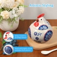 thumbnail image 4 of FKSZLL Ceramic Salt Cellar with Lid and Spoon 13 OZ Large Chicken Shape Salt Jar Holder for Counter Coffee Sugar Spice and Candy Container for Countertop,Blue, 4 of 10