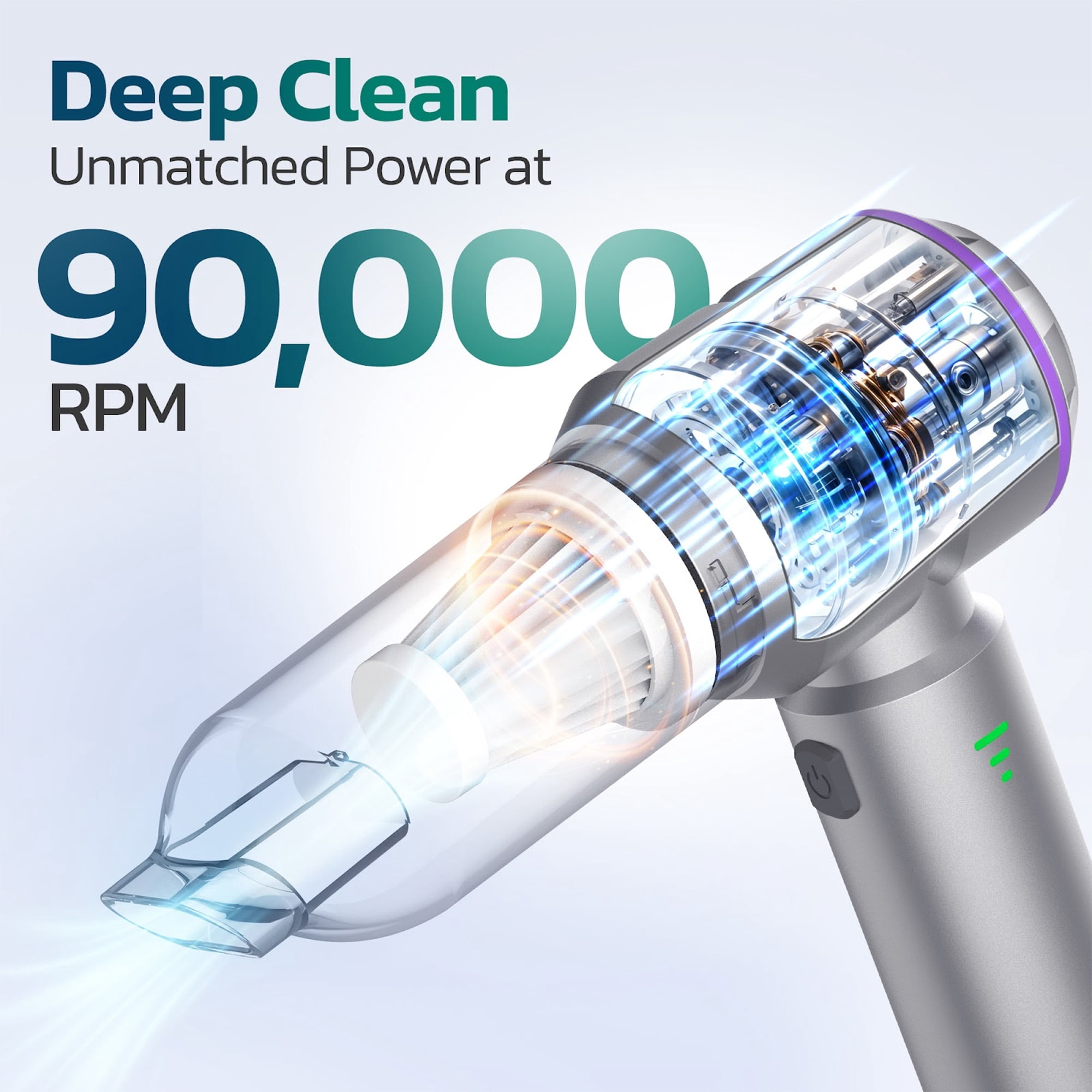 Purely C220 3 in 1 Compressed Air Duster, Mini Vacuum Cleaner & Hand Pump, 90000 RPM Electric air Duster for Keyboard Cleaner, Handheld Rechargeable Cordless Vacuum Brushless 100W High Power Motor