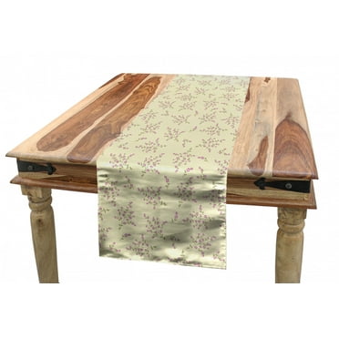 Botanical Table Runner, Spring Herbs and Bouquets Shabby Perennial Branches Summer Motif, Dining Room Kitchen Rectangular Runner, 3 Sizes, by Ambesonne