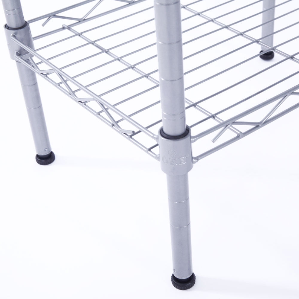 Kepooman 4-Shelf Rectangle Metal Storage Rack, Silver Gray Kepooman 4-Shelf Rectangle Metal Storage Rack, Silver Gray