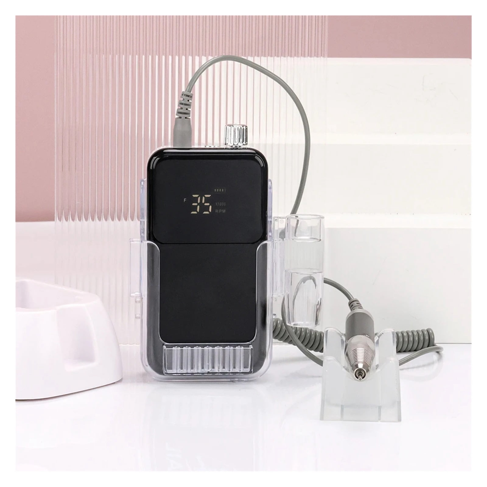 Classical Black Rechargeable Nail Drill Machine Nail Sander Manicure Tool Quiet 85w Brushless 35000rpm Cordless Drilling Base