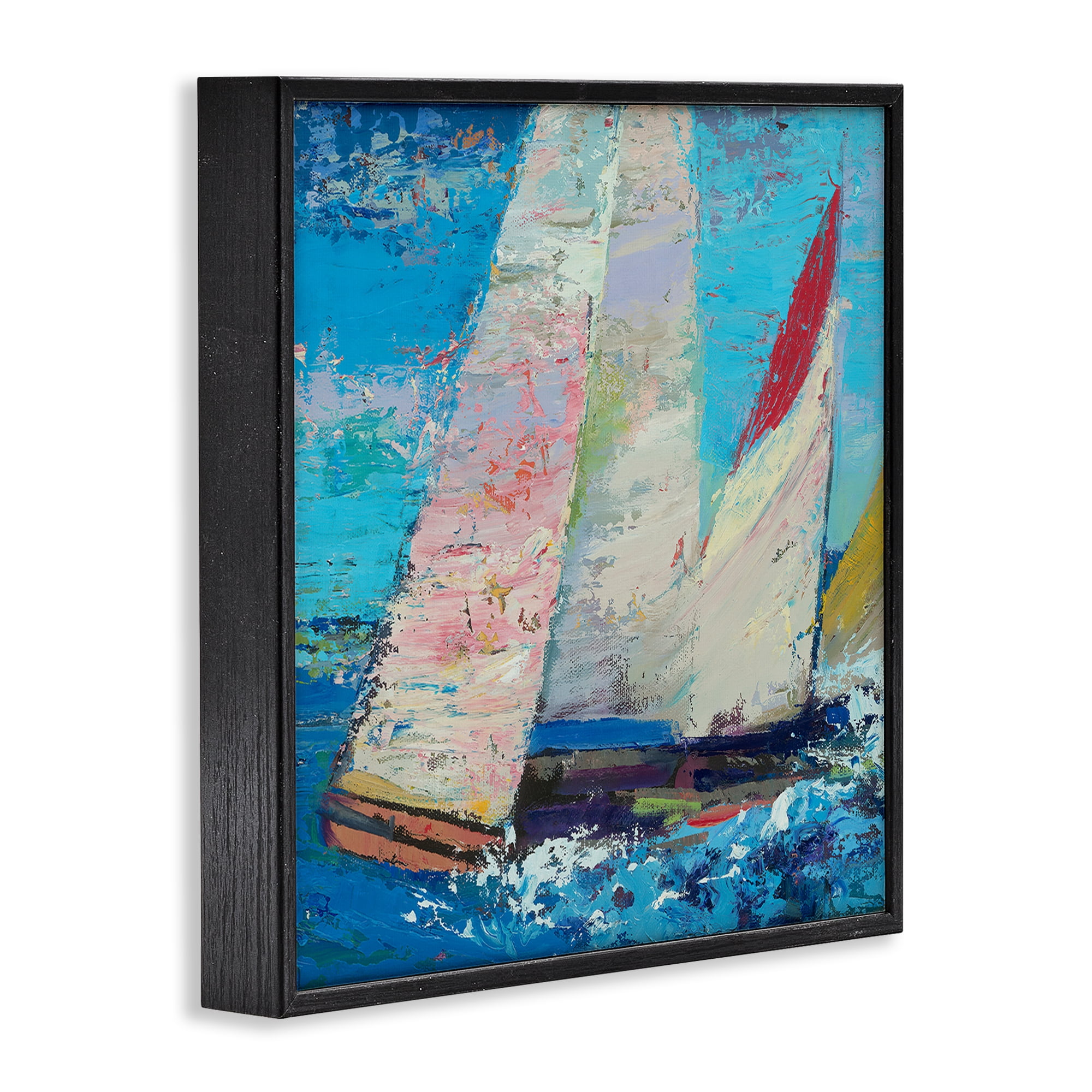 Stupell Industries Expressive Sailboats on Waves Black Framed Giclee Art, design by Beth A. Forst