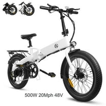 750W Peak Electric Bike for Adults,500W Motor, 20"x2.5" Fat Tire Folding Ebike,48V 7.8Ah Battery 43Miles long ranges,Up to 24MPH Max Speed