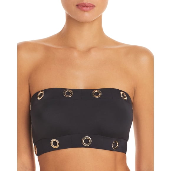 Oye Swimwear Arya Grommet Bandeau Bikini Top, Black, X-Small